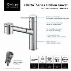 Oletto Single Handle Pull Out Kitchen Faucet In Chrome Finish -Valpar Bathroom Shop 7125eb6bd5c8b2b895cd6bd26a65302a 1800x1800
