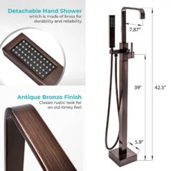1-Handle Freestanding Floor Mount Roman Tub Faucet Bathtub Filler With Hand Shower In Antique Bronze 12 1-Handle Freestanding Floor Mount Roman Tub Faucet Bathtub Filler With Hand Shower In Antique Bronze -Valpar Bathroom Shop 71c547d21bd59bb378ee1b2525553dfb 1800x1800