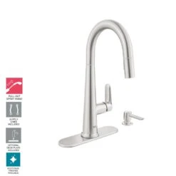 Veletto Single-Handle Pull-Down Dual Sprayer Kitchen Faucet With Soap Dispenser In SuperSteel InfinityFinish -Valpar Bathroom Shop 72d943f6f0b0ac06b6787ddcc3b0945e 1800x1800