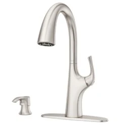 Ladera Single-Handle Pull-Down Sprayer Kitchen Faucet With Soap Dispenser In Spot Defense Stainless Steel