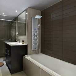 AKDY 52-in Brushed Stainless Steel 8-Spray Shower Panel System (Valve Included)