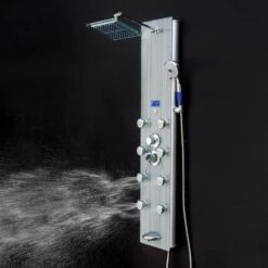 AKDY 52-in Brushed Stainless Steel 8-Spray Shower Panel System (Valve Included) -Valpar Bathroom Shop 810764026914 10486031 1800x1800