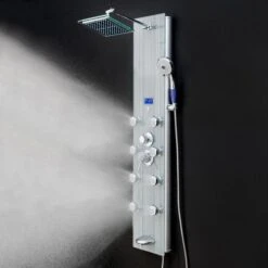 AKDY 52-in Brushed Stainless Steel 8-Spray Shower Panel System (Valve Included) -Valpar Bathroom Shop 810764026914xl 1800x1800