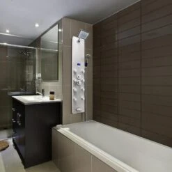 AKDY 52-in Brushed Stainless Steel 8-Spray Shower Panel System (Valve Included) -Valpar Bathroom Shop 810764027799 10486054 1800x1800