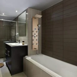 AKDY 52-in Brushed Stainless Steel 8-Spray Shower Panel System (Valve Included) -Valpar Bathroom Shop 810764027805 10486279 1800x1800