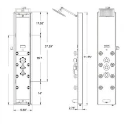 AKDY 52-in Grey Stripe Pattern Tempered Glass 8-Spray Shower Panel System (Valve Included) -Valpar Bathroom Shop 810764028642 10493926 1800x1800