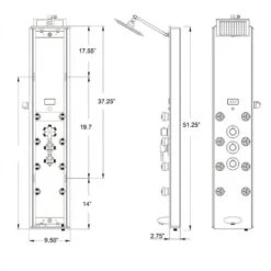 AKDY 52-in Grey Stripe Pattern Tempered Glass 8-Spray Shower Panel System (Valve Included) -Valpar Bathroom Shop 810764028642 10494150 1800x1800