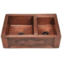 MR Direct 33.25-in X 22.25-in Copper Double Offset Bowl Tall (8-in Or Larger) Drop-In Apron Front/Farmhouse Commercial/Residential Kitchen Sink