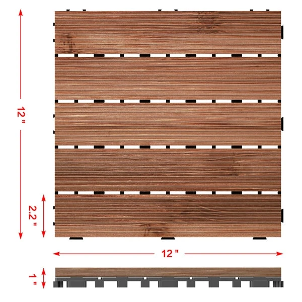 Topeakmart 12''x12''Interlocking Wood Flooring Tiles Indoor & Outdoor For Patio Garden Deck Poolside Pack Of 27 Natural Wood 5 Topeakmart 12''x12''Interlocking Wood Flooring Tiles Indoor & Outdoor For Patio Garden Deck Poolside Pack Of 27 Natural Wood - Image 3