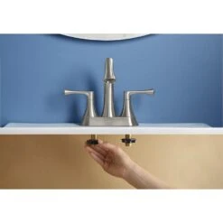 KOHLER Lilyfield Brushed Nickel 2-Handle 4-in Centerset WaterSense Bathroom Sink Faucet With Drain -Valpar Bathroom Shop 885612574589 08289406 1800x1800