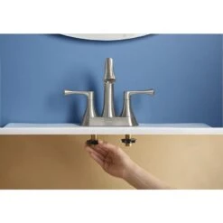 KOHLER Lilyfield Brushed Nickel 2-Handle 4-in Centerset WaterSense Bathroom Sink Faucet With Drain -Valpar Bathroom Shop 885612574589 16342309 1800x1800