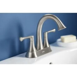 KOHLER Lilyfield Brushed Nickel 2-Handle 4-in Centerset WaterSense Bathroom Sink Faucet With Drain -Valpar Bathroom Shop 885612574589 16342312 1800x1800