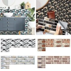 7.87'' X 3.94" 3D Self-Adhesive Kitchen Wall Tiles Bathroom Mosaic Brick Stickers Home DIY Decor