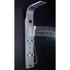 55 In. 5-Jet Shower Panel System With LED Rainfall Mist Shower Head Hand Shower Wand And Tub Spout In Brushed Nickel -Valpar Bathroom Shop 8c2eac694ebd79a1d38ae14a831a5443 1800x1800
