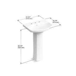 KOHLER Elmbrook 24 In. Pedestal Sink In White With 8 In. Widespread Faucet Holes -Valpar Bathroom Shop 8cab0e586bc97cf1385fb5cec97ec7ad 1800x1800