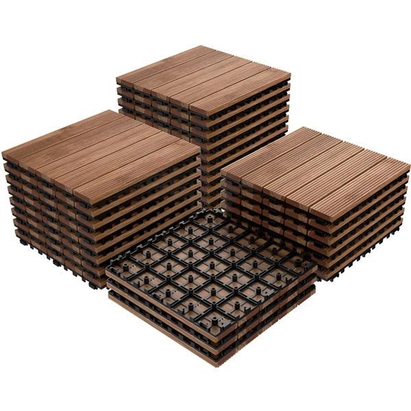 Topeakmart 12''x12''Interlocking Wood Flooring Tiles Indoor & Outdoor For Patio Garden Deck Poolside Pack Of 27 Natural Wood 3 Topeakmart 12''x12''Interlocking Wood Flooring Tiles Indoor & Outdoor For Patio Garden Deck Poolside Pack Of 27 Natural Wood
