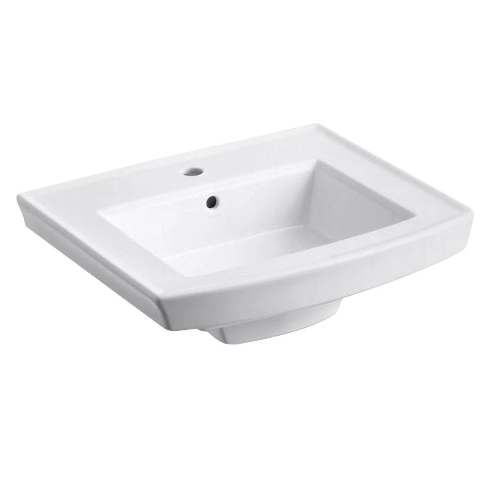 KOHLER Archer 20.4375 In. Vitreous China Pedestal Sink Basin In White With Overflow Drain 3 KOHLER Archer 20.4375 In. Vitreous China Pedestal Sink Basin In White With Overflow Drain