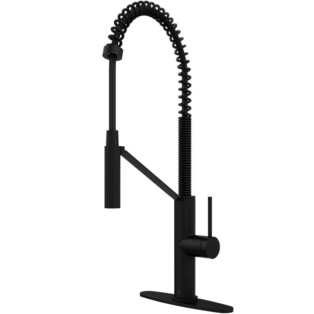 Livingston Single-Handle Pull-Down Sprayer Kitchen Faucet With Deck Plate In Matte Black 3 Livingston Single-Handle Pull-Down Sprayer Kitchen Faucet With Deck Plate In Matte Black