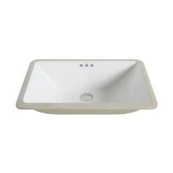 KRAUS Elavo Large Rectangular Ceramic Undermount Bathroom Sink In White With Overflow