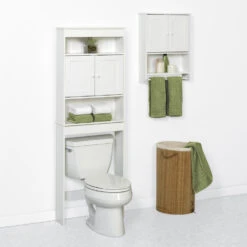 Zenna Home® Country Cottage 23"W X 67"H White Over-The-Toilet Storage Cabinet -Valpar Bathroom Shop Country Cottage Collection 1800x1800