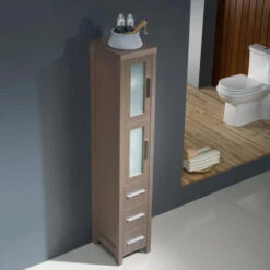 Fresca Torino 12"W X 15"D X 68-1/8"H Gray Oak Linen Cabinet -Valpar Bathroom Shop FST6260GO 2 1623c902 a163 4a83 96e3 fc5ff49836cc 1800x1800