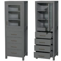 Wyndham Collection Sheffield 24"W X 20"D X 71"H Dark Gray Linen Cabinet -Valpar Bathroom Shop WC 1414 LT DKG CLOSEDANDOPEN ffe1cb75 4db6 4559 a450 e045fad5beea 1800x1800