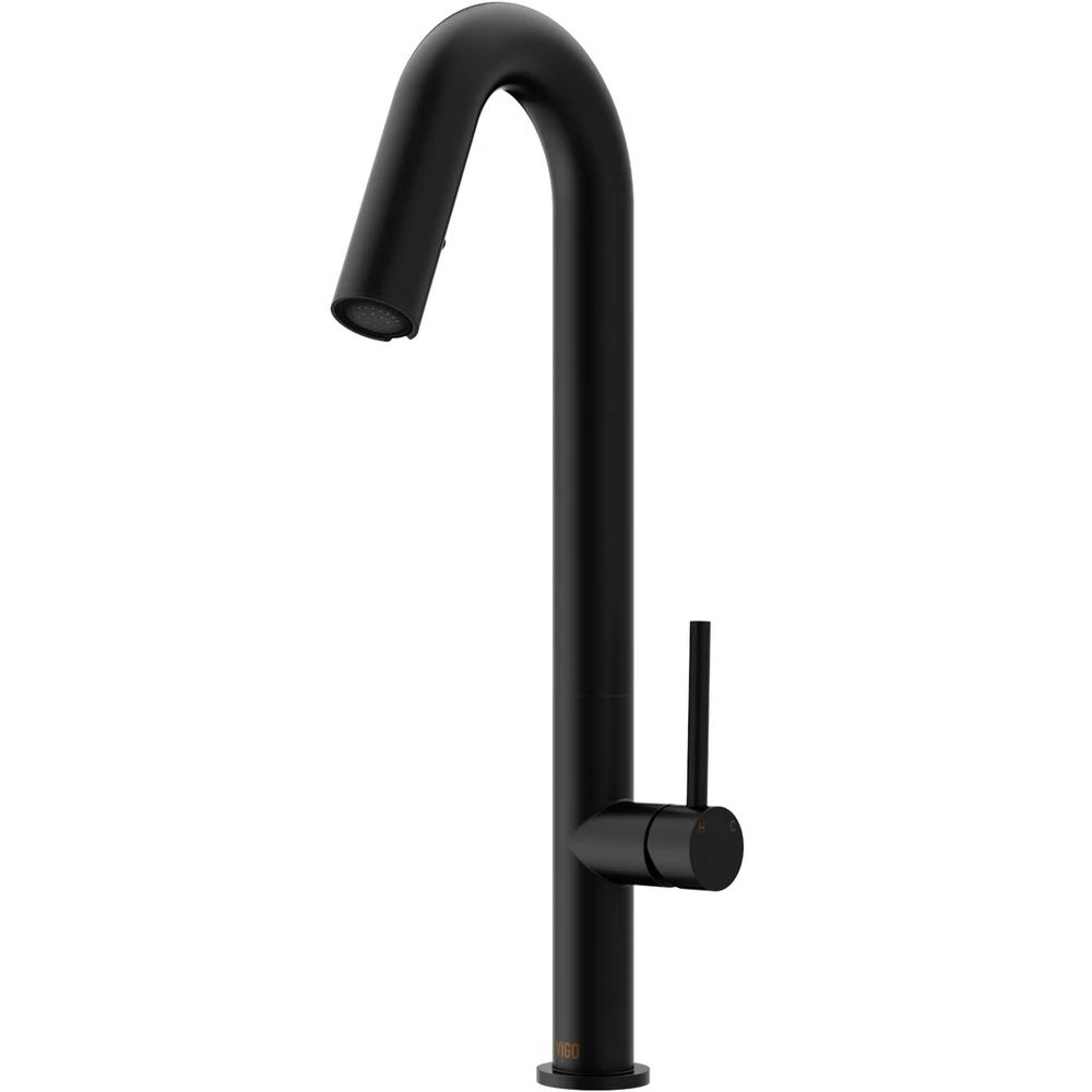 Oakhurst LED Light Pull-Down Single Handle Kitchen Faucet In Matte Black 3 Oakhurst LED Light Pull-Down Single Handle Kitchen Faucet In Matte Black
