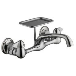 2-Handle Wall-Mount Kitchen Faucet With Soap Dish In Chrome