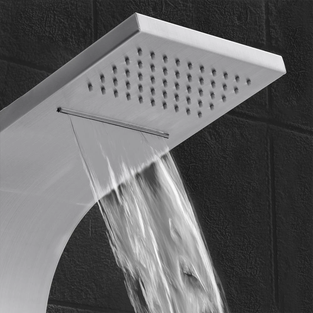65 In. 8-Jet Rainfall Shower Panel System With Rainfall Waterfall Shower Head And Shower Wand In Stainless Steel 12 65 In. 8-Jet Rainfall Shower Panel System With Rainfall Waterfall Shower Head And Shower Wand In Stainless Steel - Image 10