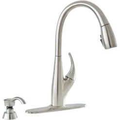 DeLuca Single-Handle Pull-Down Sprayer Kitchen Faucet With ShieldSpray Technology And Soap Dispenser In Stainless -Valpar Bathroom Shop a7fb2669785ab3bcc7923cf7ea7110e8 1800x1800