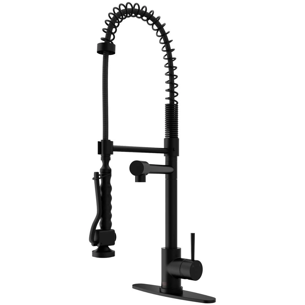 Zurich Single-Handle Pull-Down Sprayer Kitchen Faucet With Deck Plate In Matte Black 6 Zurich Single-Handle Pull-Down Sprayer Kitchen Faucet With Deck Plate In Matte Black - Image 4