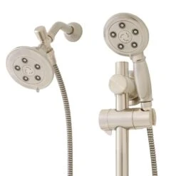 3-spray 4.5 In. High PressureDual Shower Head And Handheld Shower Head In Brushed Nickel