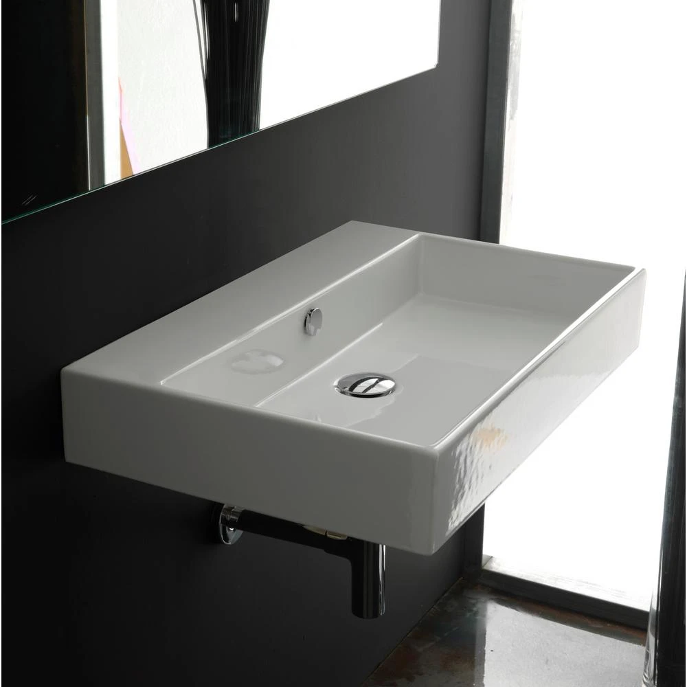 WS Bath Collections Unlimited 60 Wall Mount / Vessel Bathroom Sink In Ceramic White Without Faucet Hole 5 WS Bath Collections Unlimited 60 Wall Mount / Vessel Bathroom Sink In Ceramic White Without Faucet Hole - Image 3