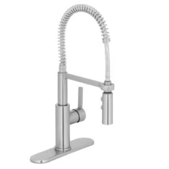 Statham Single-Handle Coil Spring Neck Kitchen Faucet With TurboSpray And FastMount In Stainless Steel