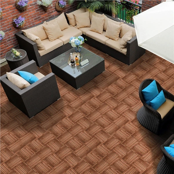 Topeakmart 12''x12''Interlocking Wood Flooring Tiles Indoor & Outdoor For Patio Garden Deck Poolside Pack Of 27 Natural Wood 10 Topeakmart 12''x12''Interlocking Wood Flooring Tiles Indoor & Outdoor For Patio Garden Deck Poolside Pack Of 27 Natural Wood - Image 8
