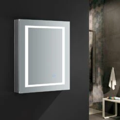 Spazio 24 In. W X 30 In. H Recessed Or Surface Mount Medicine Cabinet With LED Lighting, Mirror Defogger And Left Hinge -Valpar Bathroom Shop ad2f86c9dabd4b6156006e506b0de753 1800x1800