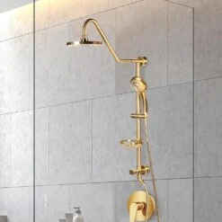 Kauai III 6-Spray Patterns 2.5 GPM 8 In. Wall Mount Dual Shower Heads In Brushed Gold -Valpar Bathroom Shop ae03e3e98e89a1308a56b7c5f19559d2 1800x1800