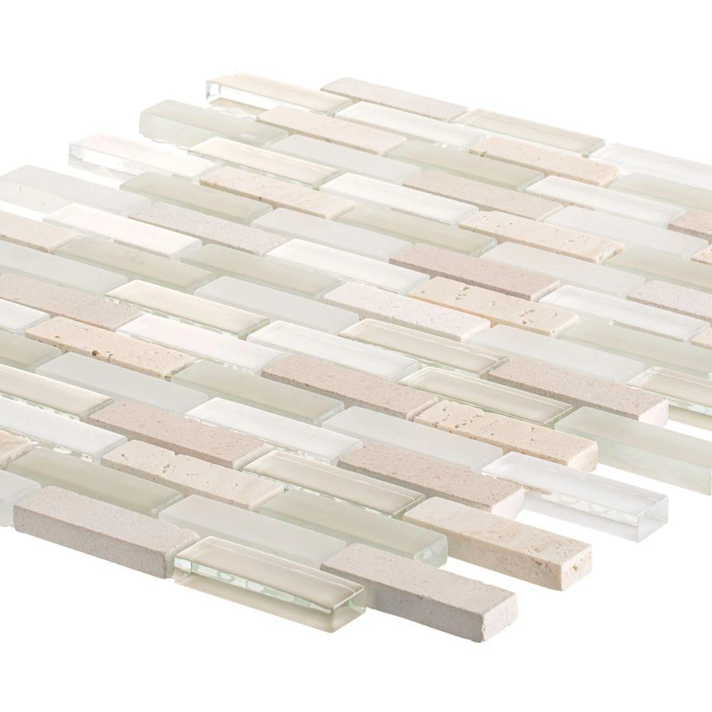 Jeffrey Court Cottage Ridge Mini Brick Beige 11.75 In. X 12 In. X 8 Mm Interlocking Glass/Stone Mosaic Tile 6 Jeffrey Court Cottage Ridge Mini Brick Beige 11.75 In. X 12 In. X 8 Mm Interlocking Glass/Stone Mosaic Tile - Image 4