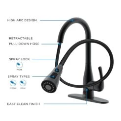 Motion Activated Single-Handle Pull-Down Sprayer Kitchen Faucet In Matte Black -Valpar Bathroom Shop b2b637208cc2165c0770a8596487b7e0 1800x1800
