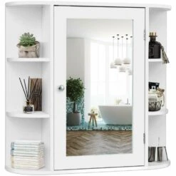 6.5 In. X 25 In. X 26 In. White Multipurpose Wall Surface Mount Bathroom Storage Medicine Cabinet With Mirror