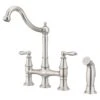 Courant Two Handle Bridge Kitchen Faucet With Side Spray In Stainless Steel -Valpar Bathroom Shop b4f74b19e78b0f405cf9765035377254 1800x1800