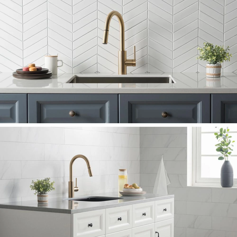 Oletto Single-Handle Pull-Down Sprayer Kitchen Faucet In Gold 7 Oletto Single-Handle Pull-Down Sprayer Kitchen Faucet In Gold - Image 5