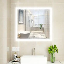 28 In. X 30 In. White LED Lighted Bathroom Mirror With Sensor Switch -Valpar Bathroom Shop bda6929b90c55c47b342b58c73c88955 1800x1800