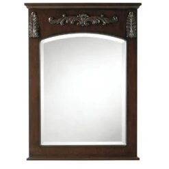 26 In. W X 35 In. H Framed Rectangular Bathroom Vanity Mirror In Antique Cherry