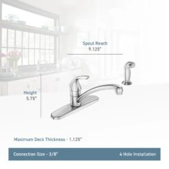 Adler Single-Handle Low Arc Standard Kitchen Faucet With Side Sprayer In Chrome -Valpar Bathroom Shop c379bf9605c0b431ce7125bf47dba3a5 1800x1800