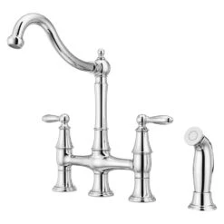 Courant Two Handle Bridge Kitchen Faucet With Side Spray In Stainless Steel -Valpar Bathroom Shop c45e466be36fd2a2ea7e3a33f3029325 1800x1800