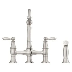 Courant Two Handle Bridge Kitchen Faucet With Side Spray In Stainless Steel -Valpar Bathroom Shop c4ac73cd2790907aa16d96978127135f 1800x1800
