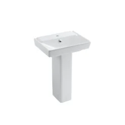 KOHLER Reve Single-Hole Ceramic Pedestal Bathroom Sink Combo In White With Overflow Drain
