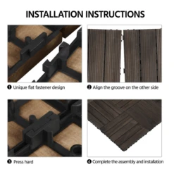 Topeakmart Pack Of 27 Interlocking Wood Flooring Tiles Indoor & Outdoor For Patio Garden Deck Poolside 12''x12'' Dark Brown -Valpar Bathroom Shop c5f08ebf ae88 435a ac00 6e062a646ef4 1.221b76b7a48d45596664a2936896603b 1800x1800