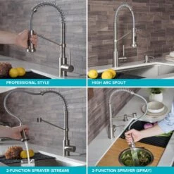 Single-Handle Pull-Down Kitchen Faucet With Dual Function Sprayhead In Spot Free Antique Champagne Bronze/Matte Black 17 Single-Handle Pull-Down Kitchen Faucet With Dual Function Sprayhead In Spot Free Antique Champagne Bronze/Matte Black -Valpar Bathroom Shop d1964799fc8d3d0646ab599acb49e536 1800x1800